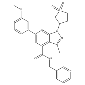 1-(1,1-dioxidotetrahydrothiophen-3-yl)-6-(3-methoxyphenyl)-3-methyl-N-(pyridin-3-ylmethyl)-1H-pyrazolo[3,4-b]pyridine-4-carboxamide结构式