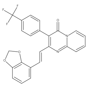 2-[(E)-2-(1,3-benzodioxol-4-yl)ethenyl]-3-[4-(trifluoromethyl)phenyl]pyrido[1,2-a]pyrimidin-4-one结构式