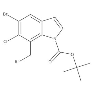Tert-butyl 5-bromo-7-(bromomethyl)-6-chloro-1H-indole-1-carboxylate结构式