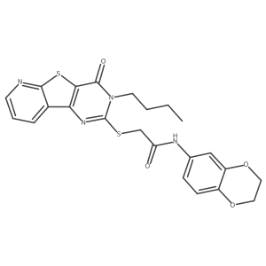 2-((3-butyl-4-oxo-3,4-dihydropyrido[3',2':4,5]thieno[3,2-d]pyrimidin-2-yl)thio)-N-(2,3-dihydrobenzo[b][1,4]dioxin-6-yl)acetamide Structure