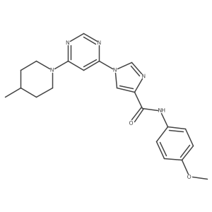 N-(4-methoxyphenyl)-1-[6-(4-methylpiperidin-1-yl)pyrimidin-4-yl]-1H-imidazole-4-carboxamide结构式