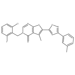 3-(2-chloro-6-fluorobenzyl)-5-methyl-6-[3-(3-methylphenyl)-1,2,4-oxadiazol-5-yl]thieno[2,3-d]pyrimidin-4(3H)-one结构式