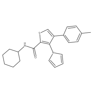 N-cyclohexyl-4-(4-methylphenyl)-3-(1H-pyrrol-1-yl)thiophene-2-carboxamide结构式