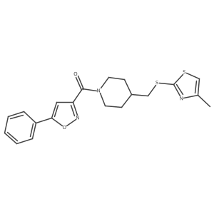 (4-(((4-Methylthiazol-2-yl)thio)methyl)piperidin-1-yl)(5-phenylisoxazol-3-yl)methanone结构式