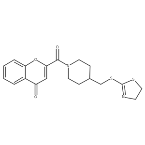 2-(4-(((4,5-dihydrothiazol-2-yl)thio)methyl)piperidine-1-carbonyl)-4H-chromen-4-one Structure