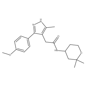 N-(2,2-dimethyltetrahydro-2H-pyran-4-yl)-2-[5-(4-methoxyphenyl)-3-methyl-1H-pyrazol-4-yl]acetamide结构式