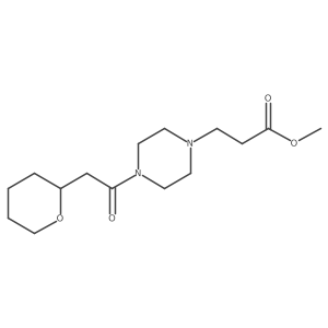 1-Piperazinepropanoic acid, 4-[2-(tetrahydro-2H-pyran-2-yl)acetyl]-, methyl ester结构式