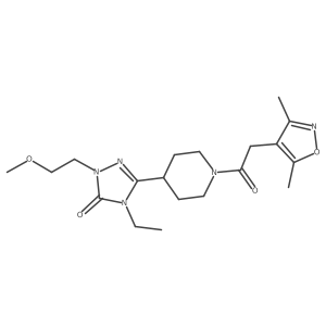5-[1-[2-(3,5-dimethylisoxazol-4-yl)acetyl]-4-piperidyl]-4-ethyl-2-(2-methoxyethyl)-1,2,4-triazol-3-one结构式