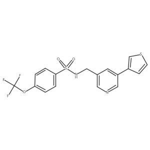 N-((5-(thiophen-3-yl)pyridin-3-yl)methyl)-4-(trifluoromethoxy)benzenesulfonamide结构式
