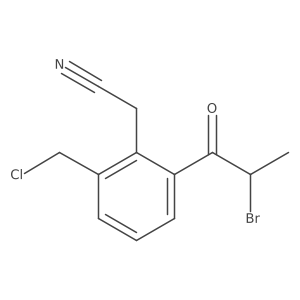 2-(2-Bromopropanoyl)-6-(chloromethyl)phenylacetonitrile结构式