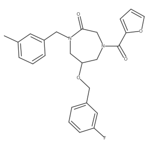 2H-1,4-Diazepin-2-one, 6-[(3-fluorophenyl)methoxy]-4-(2-furanylcarbonyl)hexahydro-1-[(3-methylphenyl)methyl]-结构式
