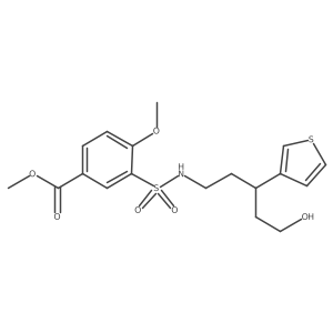 methyl 3-(N-(5-hydroxy-3-(thiophen-3-yl)pentyl)sulfamoyl)-4-methoxybenzoate结构式
