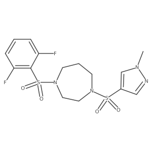 1-((2,6-difluorophenyl)sulfonyl)-4-((1-methyl-1H-pyrazol-4-yl)sulfonyl)-1,4-diazepane结构式