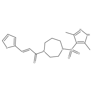 (E)-1-(4-((3,5-dimethyl-1H-pyrazol-4-yl)sulfonyl)-1,4-diazepan-1-yl)-3-(thiophen-2-yl)prop-2-en-1-one Structure
