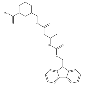 3-{[3-({[(9H-fluoren-9-yl)methoxy]carbonyl}amino)butanamido]methyl}cyclohexane-1-carboxylic acid结构式