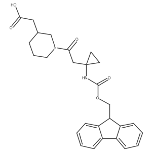 2-(1-{2-[1-({[(9H-fluoren-9-yl)methoxy]carbonyl}amino)cyclopropyl]acetyl}piperidin-3-yl)acetic acid结构式