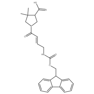 1-[4-({[(9H-fluoren-9-yl)methoxy]carbonyl}amino)but-2-enoyl]-4,4-dimethylpyrrolidine-3-carboxylic acid Structure