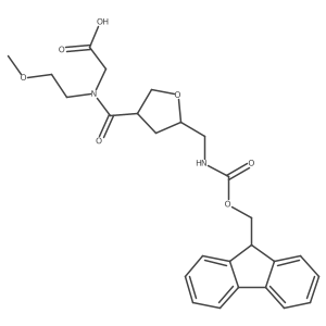rac-2-{1-[(3R,5R)-5-[({[(9H-fluoren-9-yl)methoxy]carbonyl}amino)methyl]oxolan-3-yl]-N-(2-methoxyethyl)formamido}acetic acid结构式