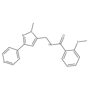 N-[(2-Methyl-5-pyridin-4-ylpyrazol-3-yl)methyl]-2-methylsulfanylbenzamide结构式