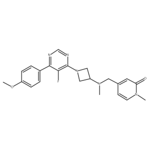 4-[[[1-[5-Fluoro-6-(4-methoxyphenyl)pyrimidin-4-yl]azetidin-3-yl]-methylamino]methyl]-1-methylpyridin-2-one结构式