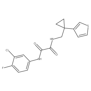 N'-(3-chloro-4-fluorophenyl)-N-{[1-(thiophen-3-yl)cyclopropyl]methyl}ethanediamide结构式