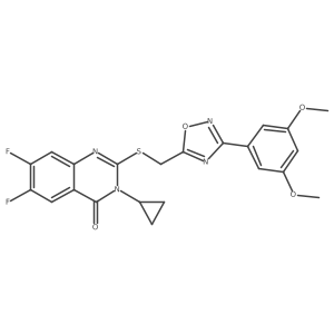 3-Cyclopropyl-2-({[3-(3,5-dimethoxyphenyl)-1,2,4-oxadiazol-5-yl]methyl}sulfanyl)-6,7-difluoro-3,4-dihydroquinazolin-4-one结构式