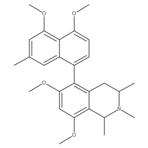 Isoquinoline, 5-(4,5-dimethoxy-2-methyl-1-naphthalenyl)-1,2,3,4-tetrahydro-6,8-dimethoxy-1,2,3-trimethyl-, (1S,3S,5S)- Structure