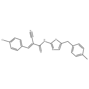 (Z)-3-(4-chlorophenyl)-2-cyano-N-(5-(4-methylbenzyl)thiazol-2-yl)acrylamide结构式