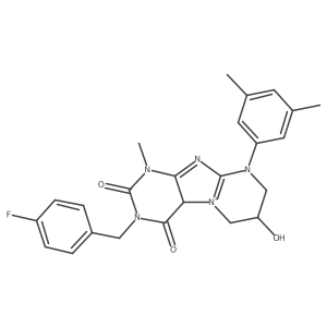 9-(3,5-Dimethylphenyl)-3-[(4-fluorophenyl)methyl]-7-hydroxy-1-methyl-4a,6,7,8-tetrahydropurino[7,8-a]pyrimidin-5-ium-2,4-dione Structure