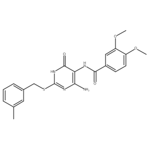 N-(4-amino-2-((3-methylbenzyl)thio)-6-oxo-1,6-dihydropyrimidin-5-yl)-3,4-dimethoxybenzamide结构式
