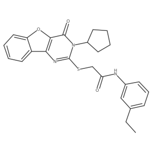 2-((3-cyclopentyl-4-oxo-3,4-dihydrobenzofuro[3,2-d]pyrimidin-2-yl)thio)-N-(3-ethylphenyl)acetamide结构式