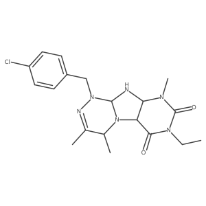 1-[(4-chlorophenyl)methyl]-7-ethyl-3,4,9-trimethyl-5a,9a,10,10a-tetrahydro-4H-purino[8,7-c][1,2,4]triazine-6,8-dione结构式