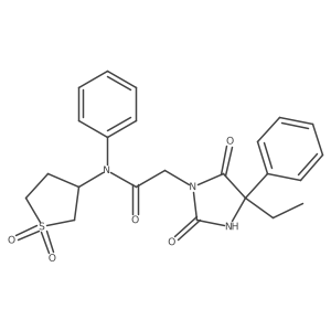N-(1,1-dioxothiolan-3-yl)-2-(4-ethyl-2,5-dioxo-4-phenylimidazolidin-1-yl)-N-phenylacetamide结构式
