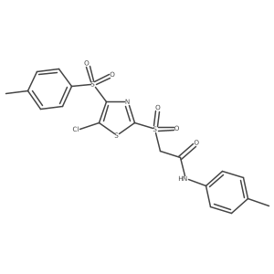 Cc1ccc(NC(=O)CS(=O)(=O)c2nc(S(=O)(=O)c3ccc(C)cc3)c(Cl)s2)cc1结构式