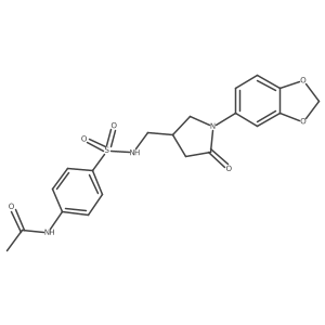 N-(4-(N-((1-(benzo[d][1,3]dioxol-5-yl)-5-oxopyrrolidin-3-yl)methyl)sulfamoyl)phenyl)acetamide结构式