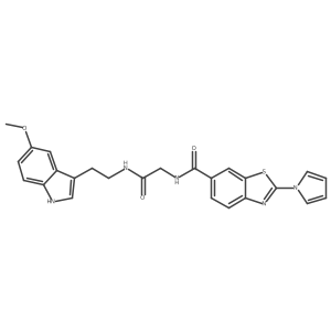 N-(2-{[2-(5-methoxy-1H-indol-3-yl)ethyl]amino}-2-oxoethyl)-2-(1H-pyrrol-1-yl)-1,3-benzothiazole-6-carboxamide Structure