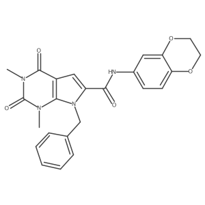 7-benzyl-N-(2,3-dihydrobenzo[b][1,4]dioxin-6-yl)-1,3-dimethyl-2,4-dioxo-2,3,4,7-tetrahydro-1H-pyrrolo[2,3-d]pyrimidine-6-carboxamide结构式
