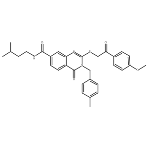 N-isopentyl-2-((2-(4-methoxyphenyl)-2-oxoethyl)thio)-3-(4-methylbenzyl)-4-oxo-3,4-dihydroquinazoline-7-carboxamide Structure