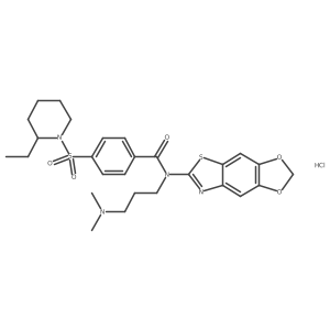 N-[3-(dimethylamino)propyl]-N-{4,6-dioxa-10-thia-12-azatricyclo[7.3.0.0^{3,7}]dodeca-1(9),2,7,11-tetraen-11-yl}-4-[(2-ethylpiperidin-1-yl)sulfonyl]benzamide hydrochloride Structure