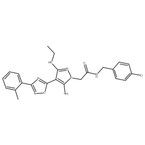 2-(5-amino-3-(ethylamino)-4-(3-(o-tolyl)-1,2,4-oxadiazol-5-yl)-1H-pyrazol-1-yl)-N-(4-chlorobenzyl)acetamide Structure