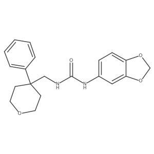 1-(benzo[d][1,3]dioxol-5-yl)-3-((4-phenyltetrahydro-2H-pyran-4-yl)methyl)urea结构式