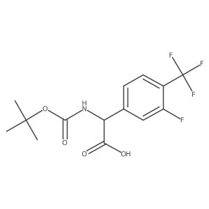 2-((Tert-butoxycarbonyl)amino)-2-(3-fluoro-4-(trifluoromethyl)phenyl)acetic acid Structure