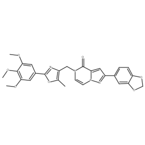 2-(benzo[d][1,3]dioxol-5-yl)-5-((5-methyl-2-(3,4,5-trimethoxyphenyl)oxazol-4-yl)methyl)pyrazolo[1,5-a]pyrazin-4(5H)-one Structure