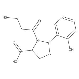 4-Thiazolidinecarboxylic acid, 2-(2-hydroxyphenyl)-3-(3-mercapto-1-oxopropyl)-, (2S-cis)-结构式