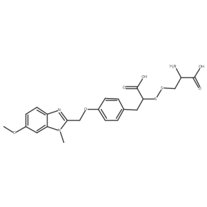 2-[[(2R)-2-amino-2-carboxy-ethyl]disulfanyl]-3-[4-[(6-methoxy-1-methyl-benzimidazol-2-yl)methoxy]phenyl]propanoic acid结构式