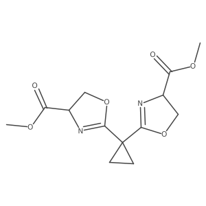 Dimethyl 2,2'-(cyclopropane-1,1-diyl)(4R,4'R)-bis(4,5-dihydrooxazole-4-carboxylate)结构式