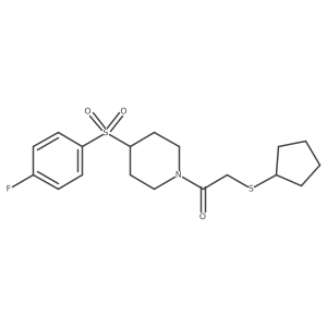 2-(Cyclopentylthio)-1-(4-((4-fluorophenyl)sulfonyl)piperidin-1-yl)ethanone结构式