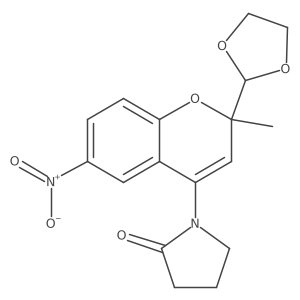 2-Pyrrolidinone, 1-(2-(1,3-dioxolan-2-yl)-2-methyl-6-nitro-2H-1-benzopyran-4-yl)- Structure