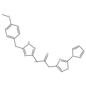 N-[3-(4-methoxybenzyl)-1H-1,2,4-triazol-5-yl]-2-[2-(1H-pyrrol-1-yl)-1,3-thiazol-4-yl]acetamide结构式