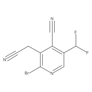 2-Bromo-3-(cyanomethyl)-5-(difluoromethyl)isonicotinonitrile结构式